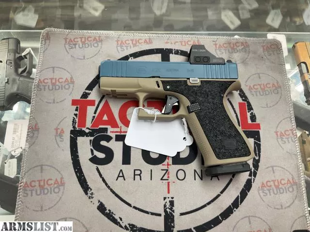 Glock 43X MOS custom Cerakote FDE/Blue from Tactical Studio LLC near Glendale, Phoenix, AZ