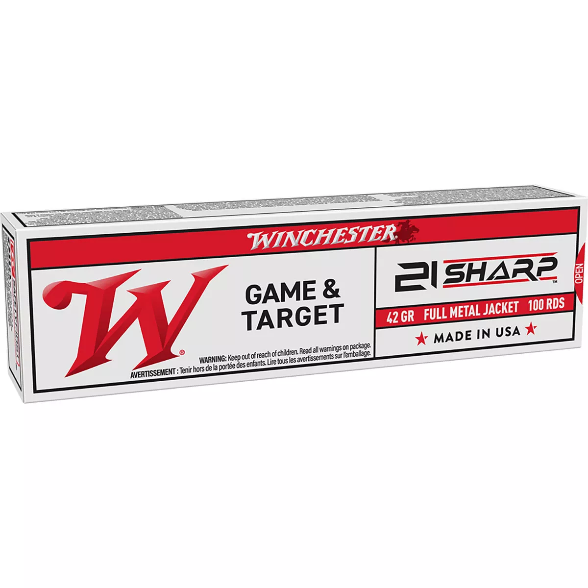 WINCHESTER USA WHITE BOX 21 SHARP FULL METAL JACKET RIMFIRE AMMO