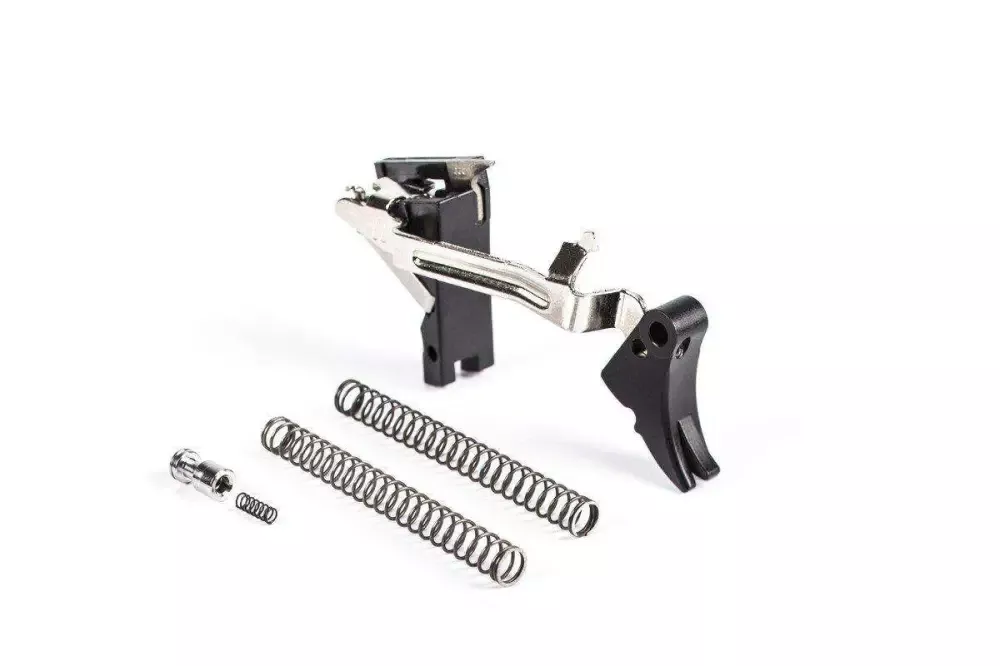 ZEV FULADJDRP9BR Fulcrum Adjustable Trigger Drop-In Kit with Red Safety Compatible with Glock 7, 17C, 17L, 19, 19C, 26, 34 Gen 1-3 Curved